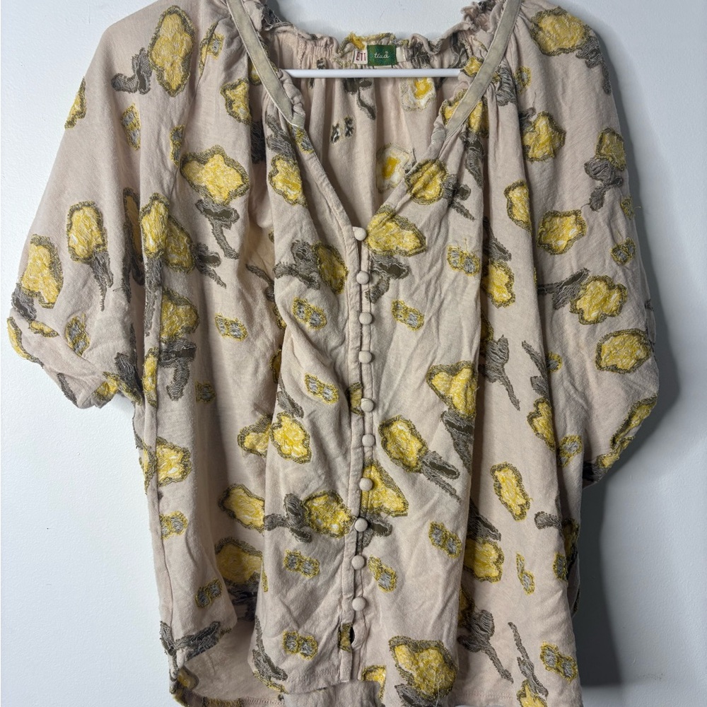 Tua Beige and Yellow Floral Blouse